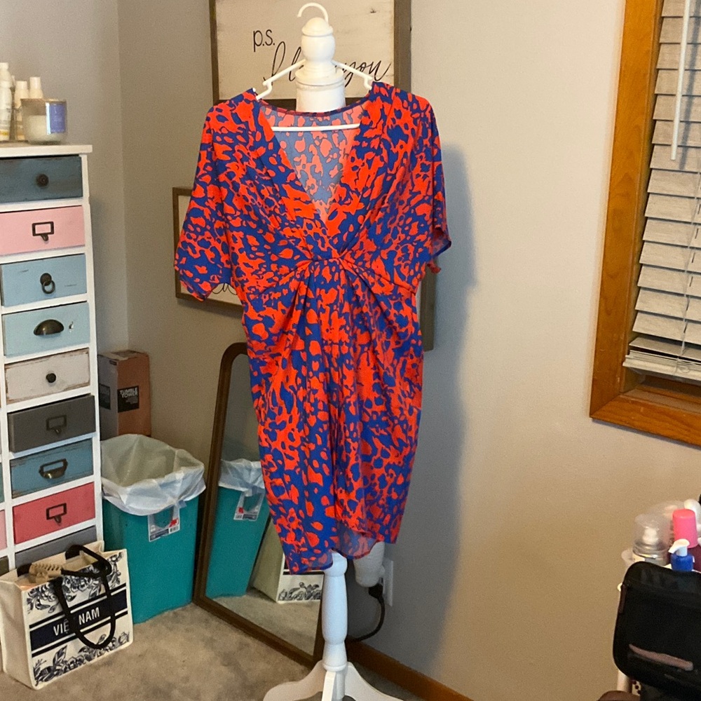 Vibrant Blue and Red Women's Dress